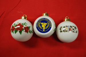 Half Round ceramic ornament you pick Noel or Poinsettia for the back  and one of these great military Branches graphics.    available as singles or by the dozen.  if ordering a dozen let us know how many of each you would like. of each design    Army National Guard, USMC Marine Corps, Navy,  Naval Reserve, Minnesota National Guard, Air Force, Army, Army Reserves,  Coast Guard , Coast Guard Reserves  