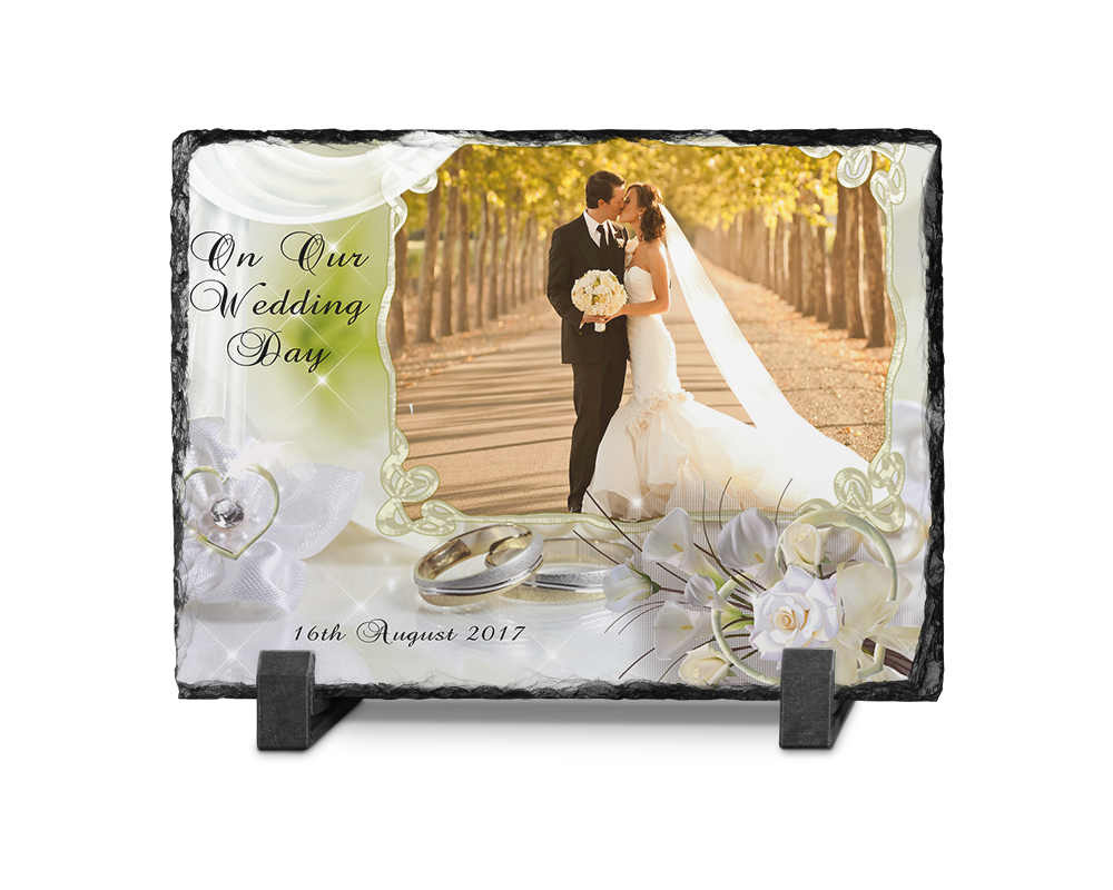 Wedding photo slate rectangle Design 1