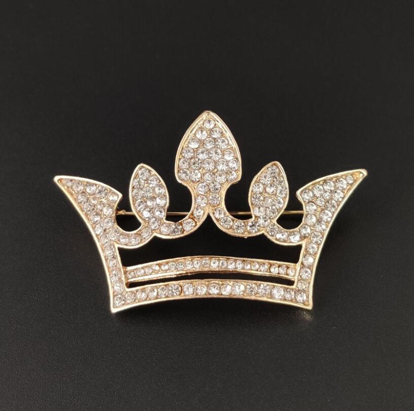 GOLD CROWN Rhinestones Women's Brooch
