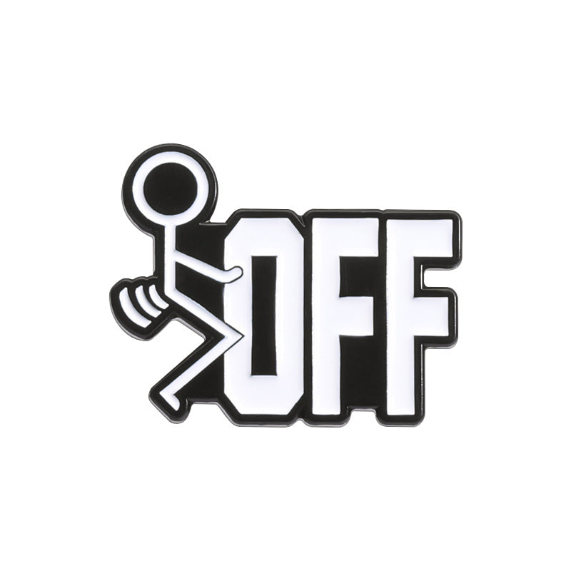 Logo with a stylized figure and 'OFF' text on a white background F*CK OFF  lapel pin 