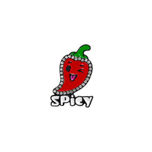 Load image into Gallery viewer, Red pepper emoji with a smiling face and &#39;Spicy&#39; text on a white background