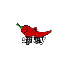 Load image into Gallery viewer, Red pepper with a green stem and the word &#39;spicy&#39; on a white background