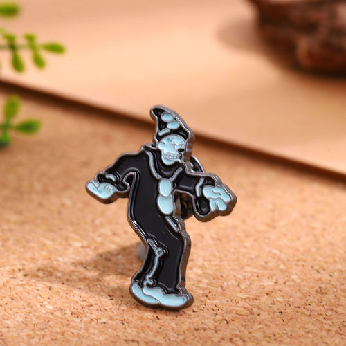 Pin with a character CLOWN  design on a cork background