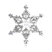 Load image into Gallery viewer, Decorative snowflake with pearls and crystals on a white background