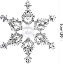 Load image into Gallery viewer, Decorative snowflake with pearls and crystals, shown with a measurement label on a white background.