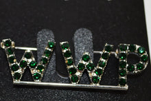 Load image into Gallery viewer,  'WWP RHINESTONE BLING PIN design on a black card labeled 'Fashion Jewelry'.
