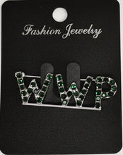 Load image into Gallery viewer,  'WWP RHINESTONE BLING PIN design on a black card labeled 'Fashion Jewelry'.