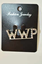 Load image into Gallery viewer, Diamante 'WAP' hair clip on a black card with 'Fashion Jewelry' text.