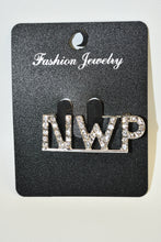 Load image into Gallery viewer, Jewelry card with 'NWP' letter brooch on a plain background