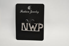 Load image into Gallery viewer, Jewelry card with 'NWP' letter brooch on a plain background
