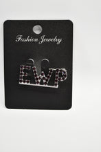 Load image into Gallery viewer, Silver letter 'EWP' earring on a black card with 'Fashion Jewelry' text.