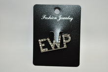 Load image into Gallery viewer, Jewelry card with 'EWP' brooch on a gray background