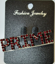 Load image into Gallery viewer, Jewelry card with a decorative brooch featuring red gemstones on a gray background.
