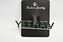 Load image into Gallery viewer, Earrings with 'YIEHAW' design on a black card labeled 'Fashion Jewelry'.