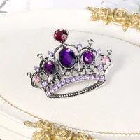 Load image into Gallery viewer, Purple  Crown Alloy Plating Inlay Rhinestones  Brooches
