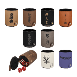 Engraved Leatherette Dice Cup with 5 Dice