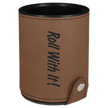 Load image into Gallery viewer, Engraved Leatherette Dice Cup with 5 Dice