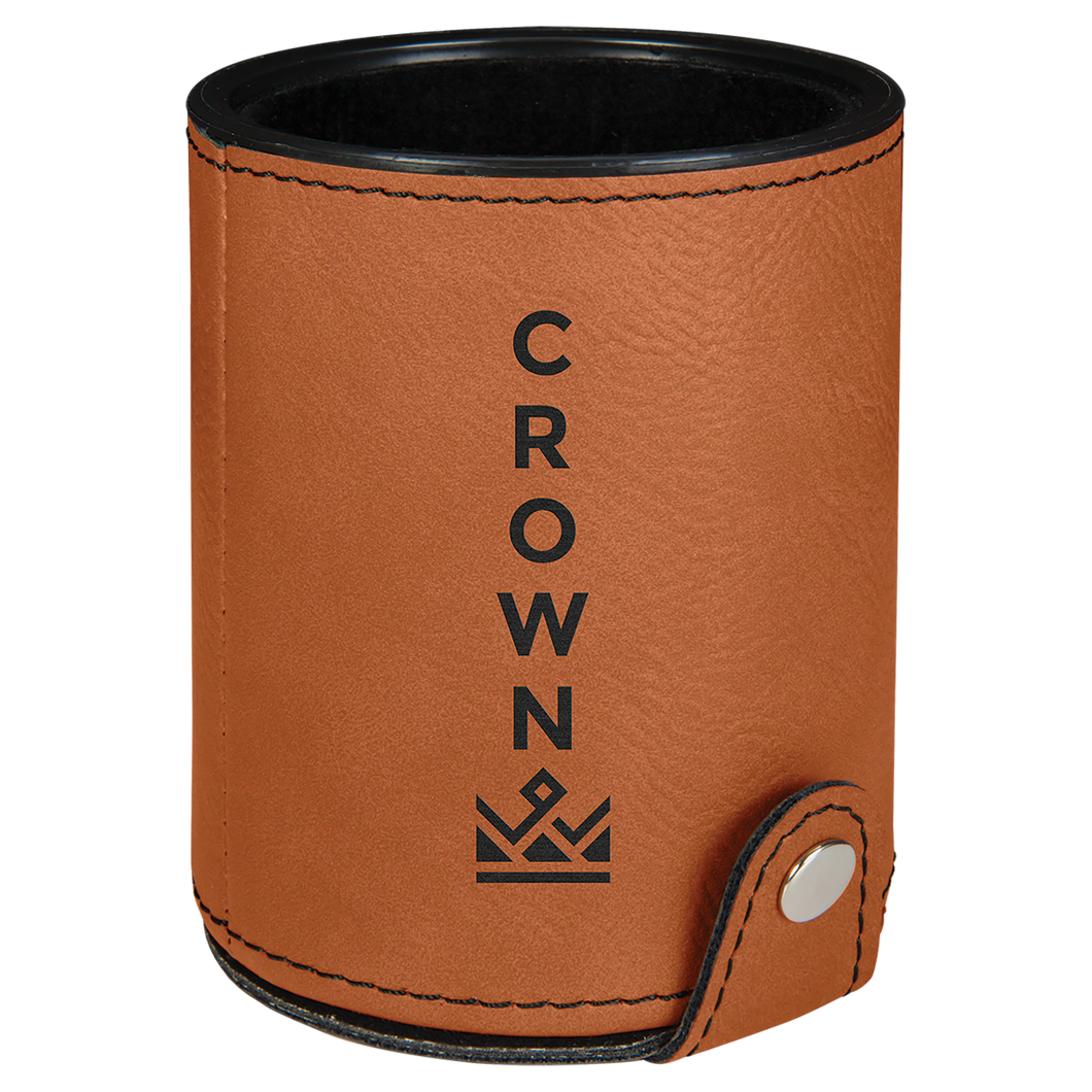Engraved Leatherette Dice Cup with 5 Dice