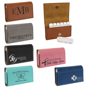 Engraved Leatherette Pill Boxes