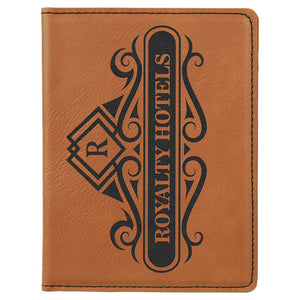 Engraved Leatherette and Cork Passport Holders