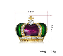 Load image into Gallery viewer, Decorative crown with gemstones and measurements on a white background