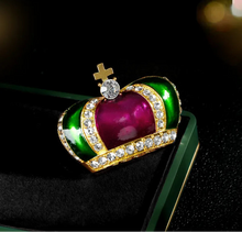 Load image into Gallery viewer, Heart-shaped jewelry piece with green and red colors on a black background