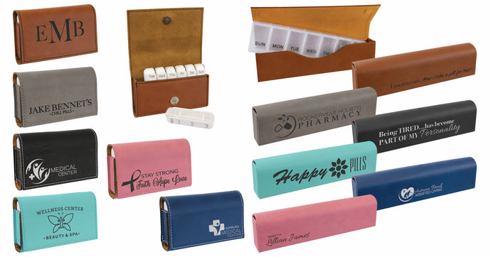 Engraved Leatherette Pill Boxes