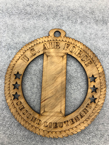 Air Force Officer Rank Insignia SECOND LIEUTENANT  wooden ornament