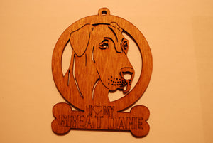 GREAT DANE LASER CUT Dog Ornament