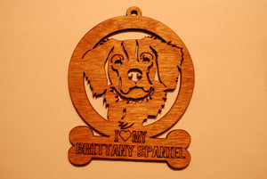 BRITTANY SPANIEL LASER CUT Dog Ornament