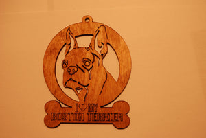 BOSTON TERRIER LASER CUT Dog Ornament