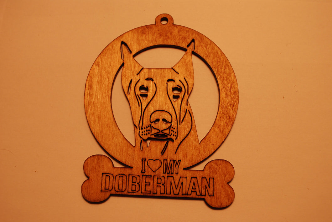 DOBERMAN LASER CUT Dog Ornament