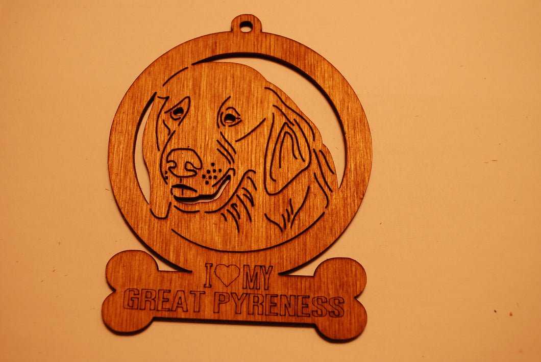 GREAT PYRENESS LASER CUT Dog Ornament