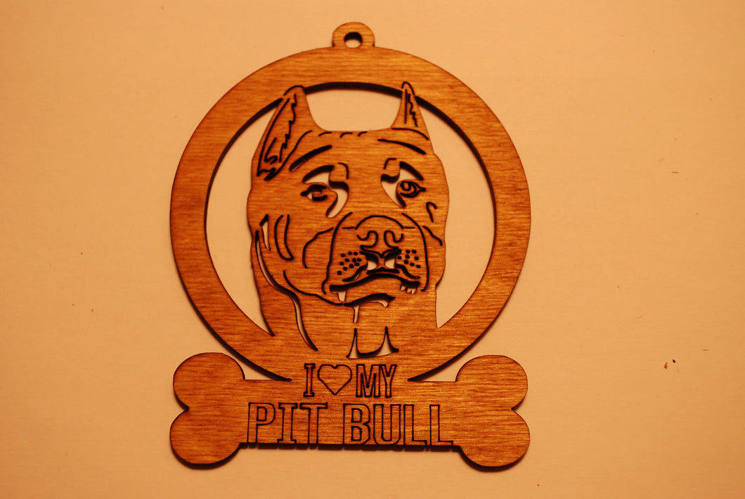 PIT BULL LASER CUT Dog Ornament