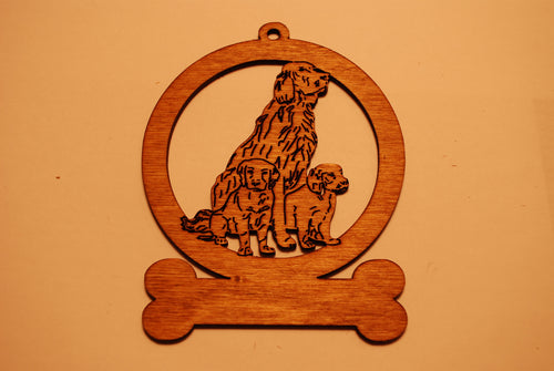 THREE DOGS SITTING LASER CUT Dog Ornament