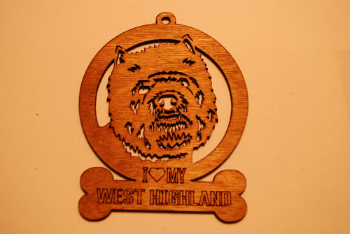 WEST HIGHLAND LASER CUT Dog Ornament