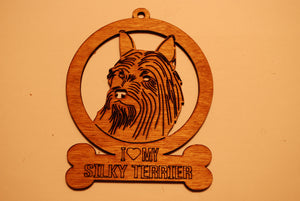 SILKY TERRIER  LASER CUT Dog Ornament