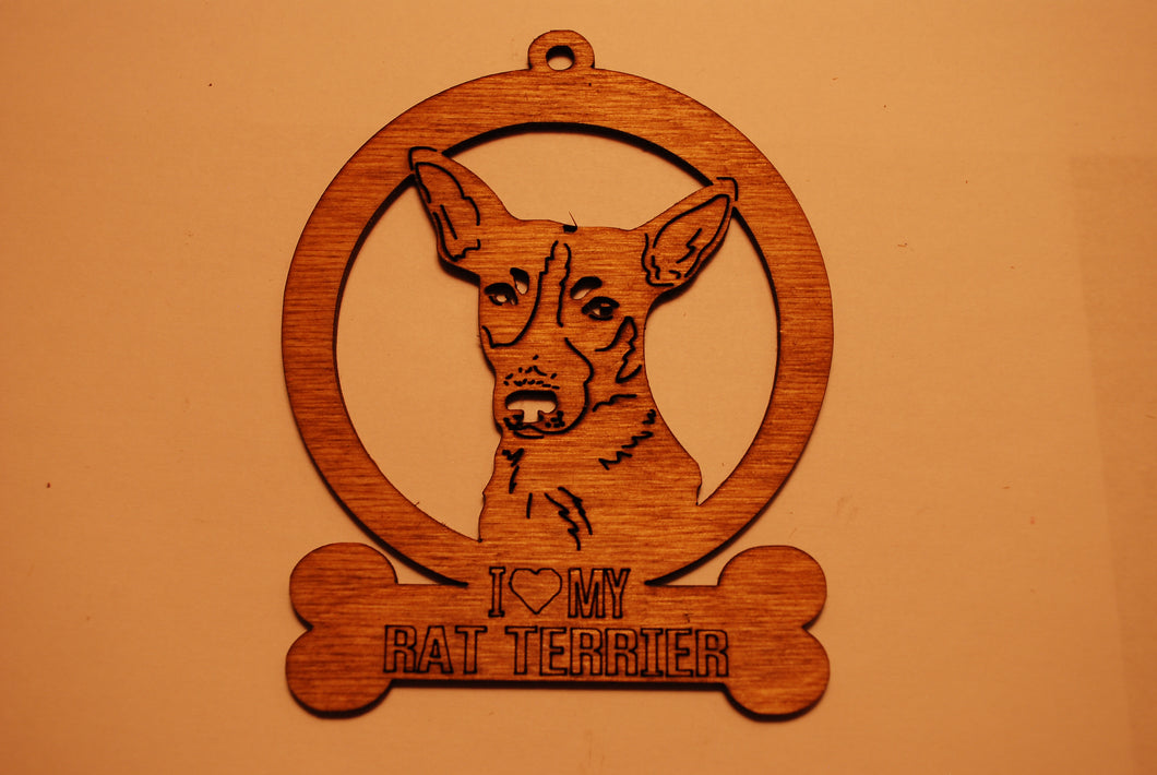 RAT TERRIER LASER CUT Dog Ornament