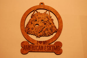 AMERICAN ESKIMO LASER CUT Dog Ornament