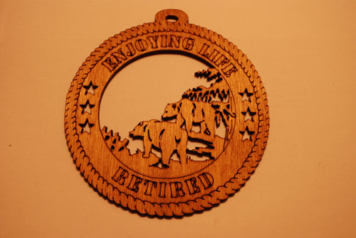 BEARS ENJOYING LIFE RETIRED LASER CUT ORNAMENT