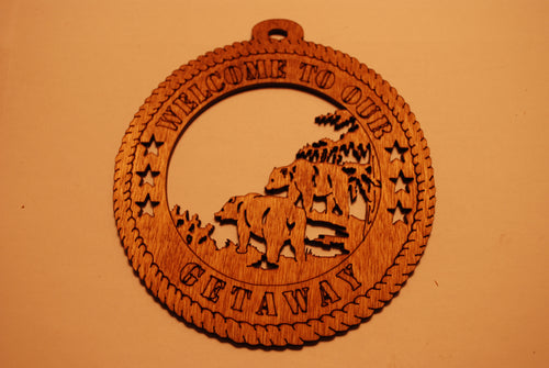 BEARS WELCOME TO OUR GETAWAY LASER CUT ORNAMENT