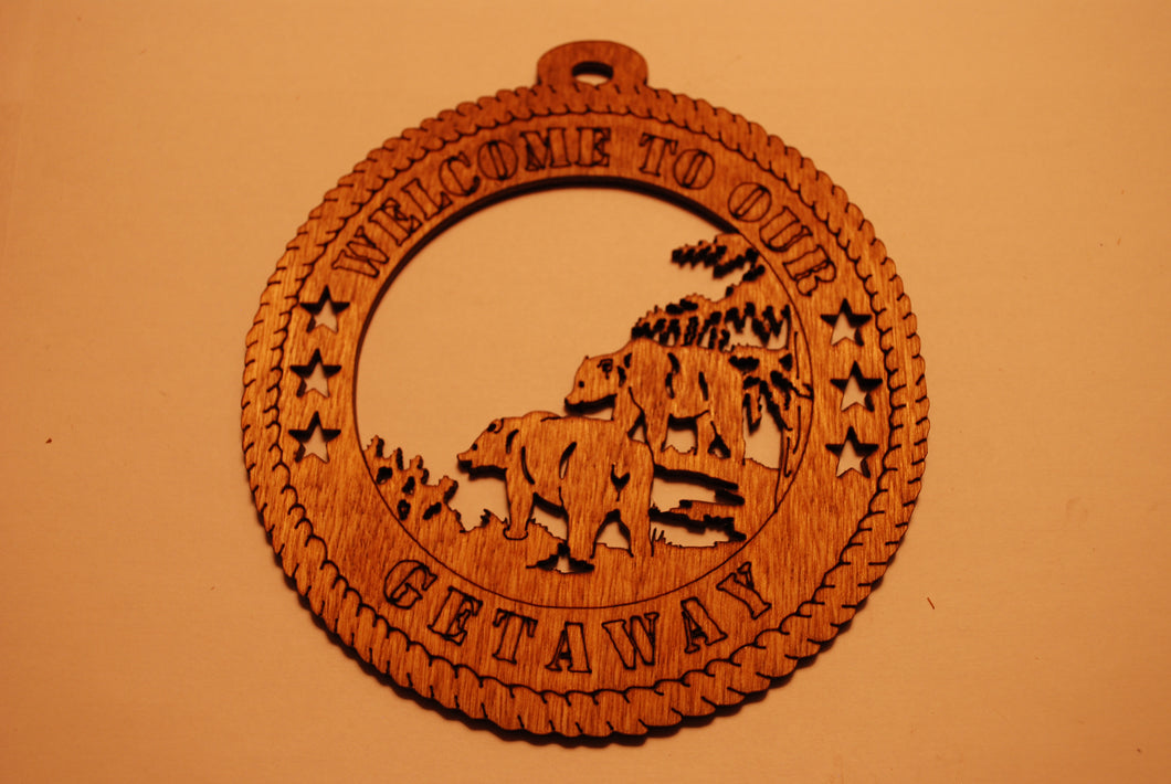 BEARS WELCOME TO OUR GETAWAY LASER CUT ORNAMENT