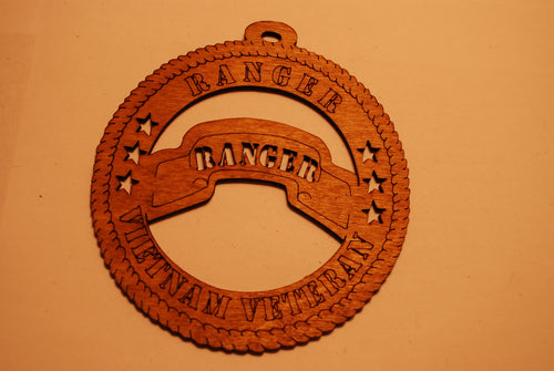 ARMY RANGER VIETNAM VETERAN LASER CUT ORNAMENT