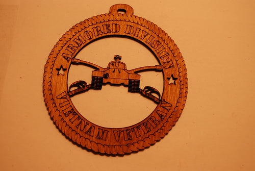 U.S. ARMORED DIVISION VIETNAM VETERAN LASER CUT ORNAMENT