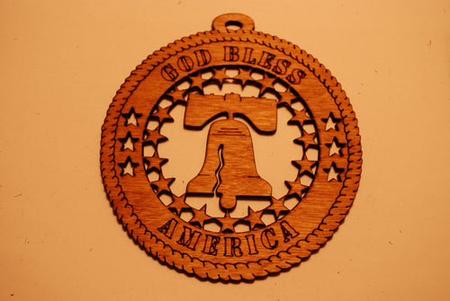 GOD BLESS AMERICAN LASER CUT ORNAMENT