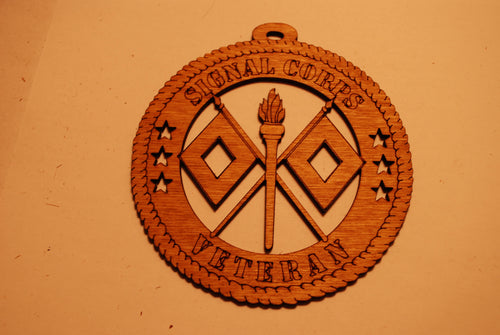 SIGNAL CORPS VETERAN LASER ORNAMENT