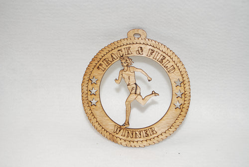 TRACK AND FEILD WINNER LASER CUT ORNAMENT