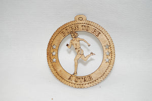 TRACK AND FIELD BORN TO BE A STAR LASER CUT ORNAMENT