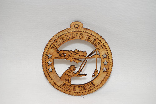 WORLDS BEST FISHING TALE LASER CUT ORNAMENT