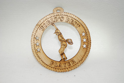 FEMALE WORLD'S BEST PLAYER BASEBALL LASER CUT ORNAMENT